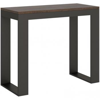Consola extensible 90x40/300 cm efecto madera nogal y hierro