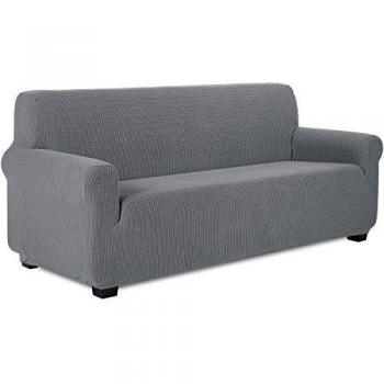 TIANSHU Funda de sofá 3 plazas Tejido Jacquard de poliéster y Elastano Fundas de sofá Suaves duraderas（3 plazas，Gris Claro）