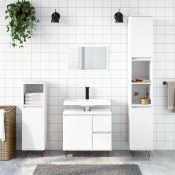 Conjunto de muebles de baño 3 piezas de madera contrachapada blanca multicapa