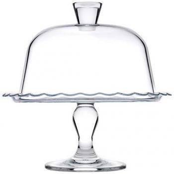 Tartera de Vidrio con Tapa Transparente y Base de 26 cm Modelo Petite Patisserie