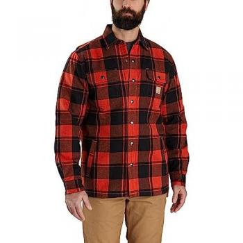 Camisa Carhartt Heavyweight Flannel Sherpa Lined, Rojo Ocre, XL, Relaxed Fit