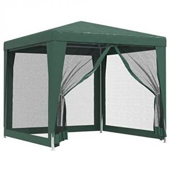 vidaXL Party Tent with 4 Mesh Sidewalls Green 2.5x2.5 m HDPE