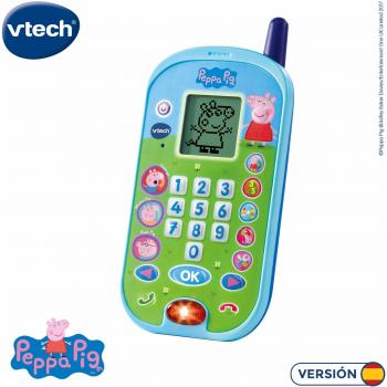 VTech - El teléfono de Peppa Pig, Móvil electrónico interactivo, simula una conversación telefónica, Voces de todos los personajes de la familia, actividades y animaciones, Talla única