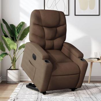 Silla reclinable eléctrica de tela marrón Vidaxl