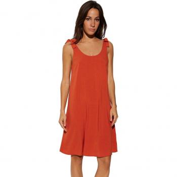 Vestido de playa corto de tirantes con lazada