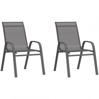 Sillas de jardín apilables textilene Set de 2/4/6 Color Negro/Gris/Marrón