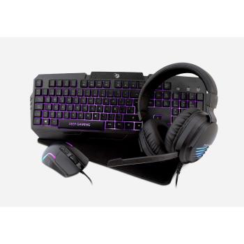 Kit Gaming 4 en 1 DeepGaming X-Wing 2 con Teclado, Ratón RGB, Auriculares LED y Alfombrilla