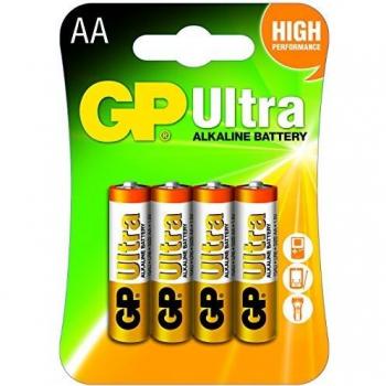 Baterías Alcalinas GP Ultra AA (LR6) de 1.5V - Paquete de 4 unidades