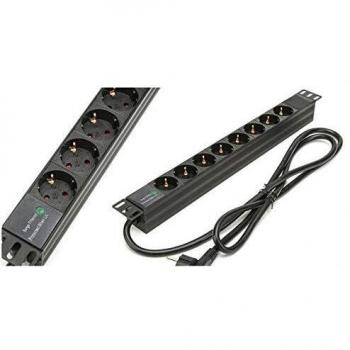Phasak Regleta 19 7 Tomas con protección 16A 3500W 250V Negro 1.5m