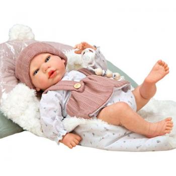 Muñeca Reborn 40 cm Sandra rosa con manta