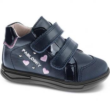 Botas Pablosky de piel para bebé niña con cierre adherente en color azul