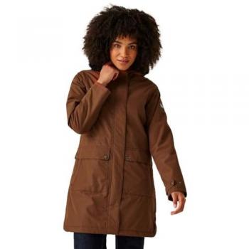 Regatta Women's Lightweight Waterproof Insulated Fur Trim Parka Jacket - Dark Brown, Size 8
