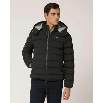 Cazadora de hombre acolchada con capucha en color negro