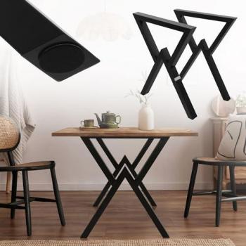 Set de 2 Patas de Mesa de Acero Negro 60x72 cm Diseño Industrial Forma X