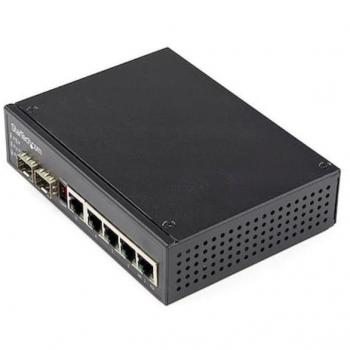 StarTech.com Industrial 5 Port Gigabit Ethernet Switch with 5 PoE RJ45 Ports, 2 SFP Slots, 30W PoE+, 48VDC, supports 10/100/1000 Power Over Ethernet LAN,