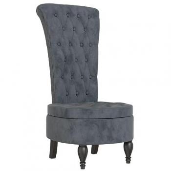 vidaXL High Back Chair - Dark Grey Velvet, Button Design, Ergonomic Support, Sturdy Frame, Stylish Upholstery