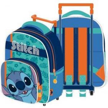 Maleta con ruedas Stitch, Trolley Angel Stitch, 36 cm, Pequeña, Mochila con Ruedas Stitch, 1 Compartimento + Bolsillo Frontal, Niña, Niño, Infantil, Color Azul y Verde, Dim