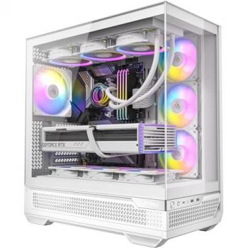 Caja Midi Tower Antec C7 ARGB Blanca - Soporte GPU RTX 40, 4 Ventiladores ARGB PWM de 120mm, Refrigeración Vertical, Tipo-C 10 Gbps, Paneles de Vidrio Templado