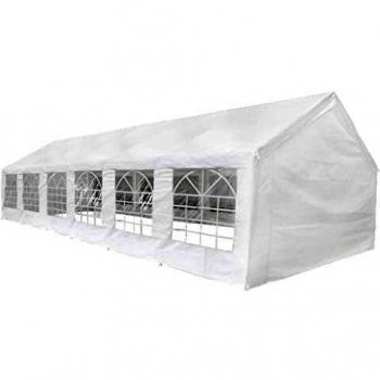 vidaXL Tienda de Fiesta de Jardín con Ventanas Lona de PE Blanca 12x6 m Carpa
