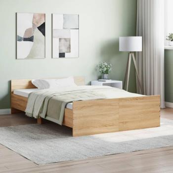 Estructura de cama con cabecero y piecero roble Sonoma 120x200 cm Marrón