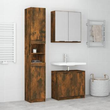 Conjunto de muebles de baño 3 piezas de roble ahumado