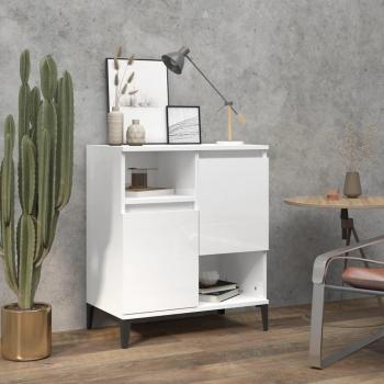 Aparador de madera contrachapada blanco brillante 60x35x70 cm, mueble de almacenaje de salón, buffet para salón, armario auxiliar, armario de almacenamiento