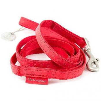 Correa MacLeather Roja de Polipiel para Perros 10mm x 120cm Nayeco