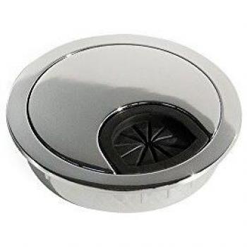 EMUCA - Pasacables de Mesa Circular Ø60mm de zamac Cromado, Tapa pasacables encastrable en Mesa de Oficina/Escritorio