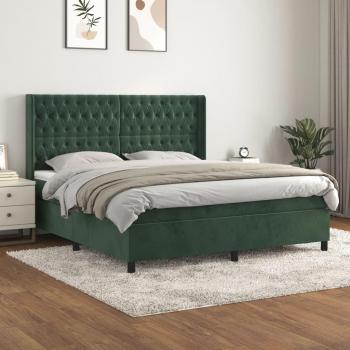 Cama box spring con colchón terciopelo verde oscuro 180x200 cm Vidaxl Verde