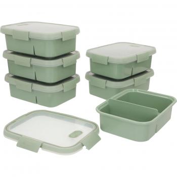 Pack 6 Recipientes Herméticos Smart To Go 0,6-1,6L - Plástico 100% Reciclado, BPA Free, Tapa Transparente, Orificio para Vapor, Apto Microondas, Congel