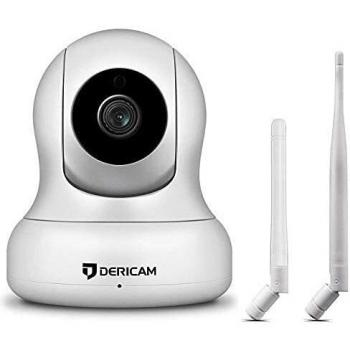 Cámara de Seguridad WiFi 1080P, Pan/Tilt, Zoom Digital 4X, Visión Nocturna y conversación bidireccional, Monitor para Mascotas de bebé, Antena WiFi Alternativa, P2, Blanco