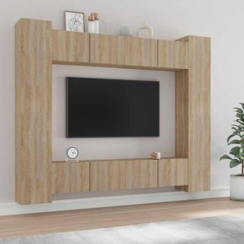 Juego de muebles para puerta de TV 8 piezas Sonoma Wood Oak Multilayer