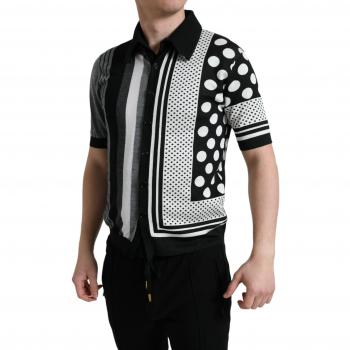 Dolce & Gabbana Black White Jumper Cardigan Polo Sweater - IT44 | XS