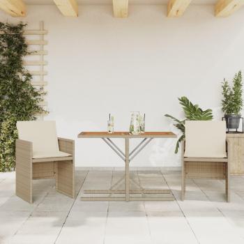 Conjunto de jardín 3 piezas Polyrattan Beige con almohadas