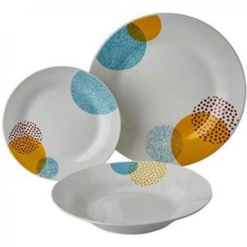Quid COLORADO - Vajilla Porcelana 18 Piezas 6 Personas