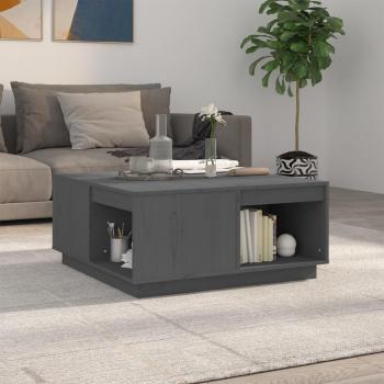 Mesa de centro de madera maciza de pino 80x81x36,5 cm en color natural, blanco y gris, ideal para salón o comedor, también conocida como mesita auxiliar o mesa de café