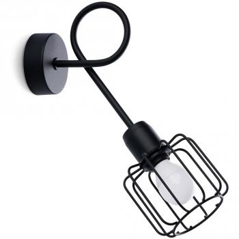 Foco individual negro Sollux Beluci 1S, lámpara de pared moderna con pantalla móvil y tecnología LED, tipo de culot E27