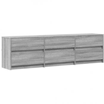 Mueble de TV con LED madera ingeniería gris Sonoma 180x34x50 cm, Soporte de TV, aparador de TV, Mueble HiFi, Banco de TV, Armario de TV
