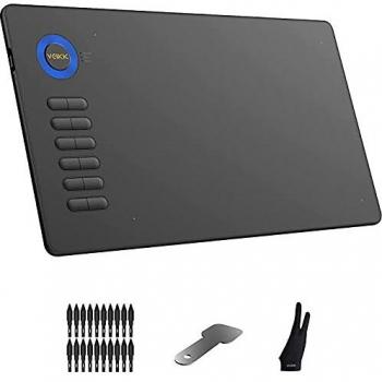 Tableta Gráfica Veikk A15 Azul | 10 x 6 Pulgadas | Resolución de 5080 Lpi | 8192 Niveles de Sensibilidad a la Presión | Con Estiló Sin Bater