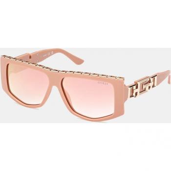 Guess Geometric Women's Sunglasses in Shiny Pink with Bordeaux Mirror