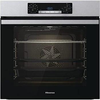 Hisense BSA65211CX Horno Multifunción con Vapor y Función Freidora de Aire sin Aceite, Capacidad 77L, Cocción Simultanea 5 Niveles, ventilador XXL, Pizza mode 300°, Puertas removibles, Inox