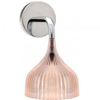Aplique de pared E' Ø13,5cm rosa translúcido Kartell - Diseño Ferruccio Laviani (Policarbonato 2.0 a partir de materia prima renovable)