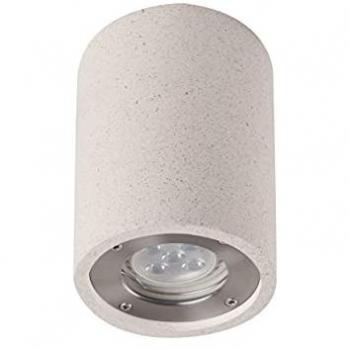 Plafón de Techo Exterior LEVI - Foco Redondo IP65, 1 x GU10 (Máx. 12W), Hormigón Blanco, 2 Años de Garantía