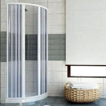 Mampara de ducha IDRALITE Scorpione 90x90 cm de PVC con apertura semicircular central, altura 185 cm