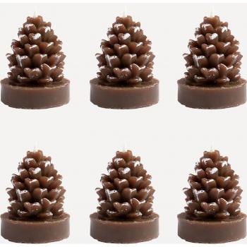 Set de 6 mini velas con forma de piña para Navidad
