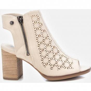 Botín Xti Mujer Antelina Troquelada con Cremallera y Tacón Ancho 9cm