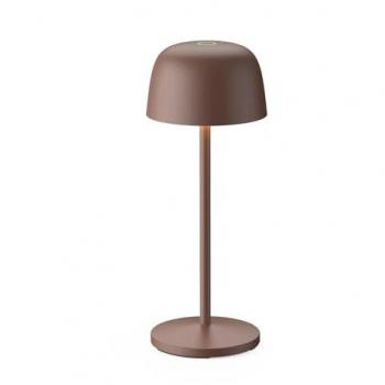 Lámpara de mesa LED recargable Arietty, marrón, aluminio, 27 cm, IP54 con dimmer táctil para salón y comedor