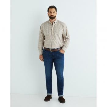 Camisa de hombre casual de cuadros manga larga en tallas grandes - Mirto
