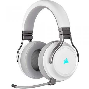 Corsair VIRTUOSO RGB WIRELESS, Auriculares para Juegos de Alta Fidelidad, Envolvente e Inmersivo 7.1, Micrófono Extraíble y Omnidireccional, para PC, PS4, Switch y Móviles, Blanco