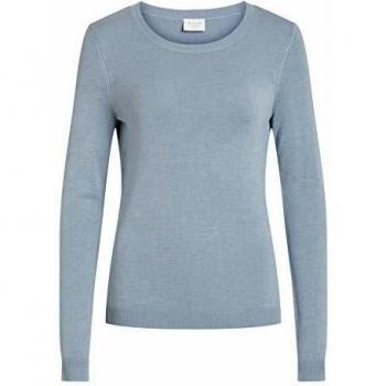Vila VIBOLONIA Knit L/S O-Neck Top-Noos Suter Pulver, Ashley Blue, L para Mujer